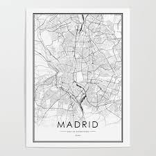 Download madrid map, spain map, find organizations address in global directory. Madrid City Map Spain White And Black Poster By Victorialyu Society6