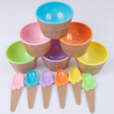 Children S Plastic Ice Cream Bowl Spoon Set Durable Ice Cream Cup For Kids Couples Tubs Gifts Lovely Dessert Bowl Aliexpress Home Garden