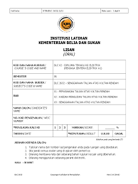 Voltan spa of talian atas voltan rendah. Format Ujian Lisan Tavr Sem 06