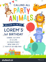 Birthday Party Invitation Card Design Cute Safari Cartoon Animals With Copy Space Design For Kids Party Invitation Card Template Ad Spon Animals Copy Space Cute