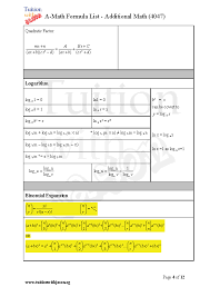 A Math Gce O Level Math 4047 Formula Sheet Pg 4 Math Maths Formulas List Math Formula Sheet