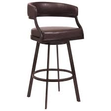 Armen Living Saturn Modern 30 Bar Height Barstool In Auburn Bay With Brown Faux Leather Darvin Furniture Bar Stools