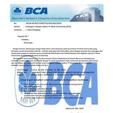 Magang bakti bank bca first experience welcome to ime. Surat Resmi Panggilan Tes Seleksi Peserta Calon Karyawan Pt Bank Central Asia Tbk 1 Pdf Docdroid