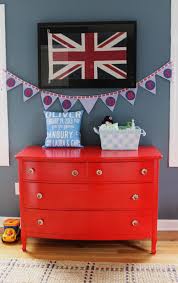 A British Themed Nursery Fit For A Little Brit Project Nursery Boy Room Red Red Nursery Boy Red Dresser