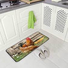 Shop for rooster kitchen rugs at bed bath & beyond. Amazon Com Animal Poultry Cock Rooster Hen Kitchen Rugs Indoor Outdoor Non Slip Kitchen Floor Mats For Home 39 X 20 Comfort Polyester Fabric Kitchen Dining