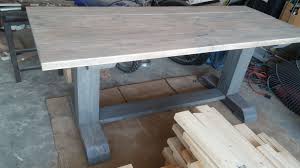 Raw Farm Table With 6x6 Legs White Wash Dry Brush And Multiple Grey Stains Created 8 07 15 Handcrafted Dining Table Table Inspiration Farm Table
