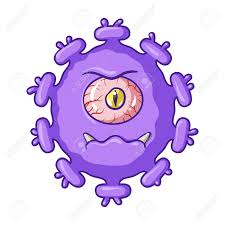 Vettoriale - Icona Di Virus Viola Nello Stile Del Fumetto Isolato Su Priorità Bassa Bianca. Illustrazione Di Stock Di Simbolo Di Batteri E Virus. Image 72269821.