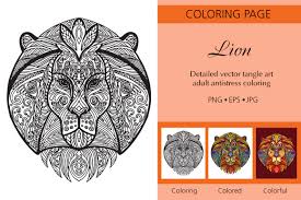 Hand drawn ornamental outline lion head illustration decorated with abstract doodles. Tangled Head Of Lion Coloring For Adult Graphic By Alinart Creative Fabrica