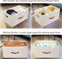 Extra Large Storage Bins with Lids and Divider, Collapsible Fabric Storage  Boxes - 1 Pack - Beige