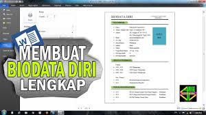 Berikut contoh biodata diri yang bisa. Cara Membuat Biodata Diri Lengkap Di Microsoft Word Youtube
