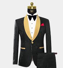 Black And Gold Suit Jacket Black And Gold Tuxedo Suit Gentleman S Guru In 2020 Tuxedo Suit Wedding Suits Men Black Tuxedo Fitting