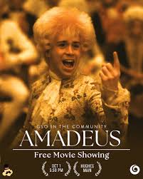 🎞️ Movie night with the GSO! 🎞️ Join us at Hughes Main Library on October  1st at 5:30 PM for a free showing of Amadeus, a film inspired by Wolfgang  Amadeus Mozart.