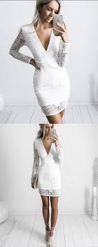 White V Neck Lace Tight Graduation Dress With Long Sleeves Hd3224 Prom Dresses Long With Sleeves Tight Party Dresses Tight Dresses