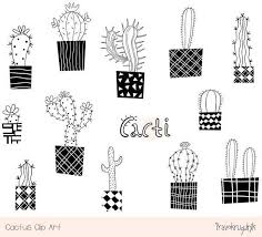 Black And White Plant Pots Clipart Cute Cactus Clipart Set Black And White Cacti Pot Clip Art Etsy Clip Art Cactus Clipart Flower Drawing