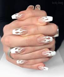 Black And White Flames Nails Pin On Fashion Queens