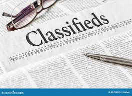Newspaper Classified Advertisement Page ...