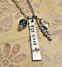 Fly Girl Hand Stamped Fly Fishing Necklace With A Fish On The Etsy Fly Girl Hand Stamped Necklace Girls Hand
