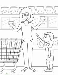 Grocery Store Worksheet Education Com Preschool Coloring Pages Preschool Colors Kindergarten Worksheets