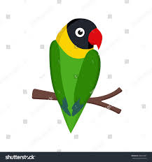 Black Bird With Red And Yellow Beak Green And Yellow With Black Head And Red Beak Lovebird Parrot Sitting On The Branch Macaw Parrot Parrot Bird Yellow Black