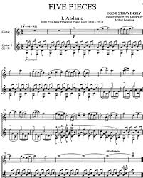 I am looking for some beggining level duets to try with my wife and. Five Pieces For Guitar Duet Guitar 1 Sheet Music By Igor Stravinsky Nkoda