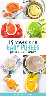 15 Stage One Baby Food Purees 4 6 Months Baby Foode Recipe In 2020 Baby Puree Recipes Easy Baby Food Recipes Baby Food Recipes