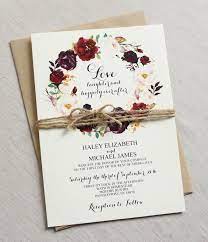 Rustic Wedding Invitation Burgundy Wedding Invitation Burgundy Wedding Invitations Wedding Invitations Rustic Floral Wedding Invitations