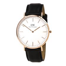 Daniel Wellington Men S White Dial Black Leather Band Watch 0107dw