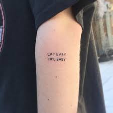 The Words Cry Baby Try Baby Tattoo By Alex Royce Meaningful Wrist Tattoos Word Tattoos Tattoo Word Fonts