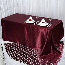 90x132 Burgundy Satin Rectangular Tablecloth With Images Rectangle Tablecloth Table Cloth Decorations Party Table Cloth