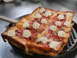 Brooklyn Bridge Detroit Style Pizza Recipe Food Network Recipes Detroit Style Pizza Recipe Blue Pan Pizza