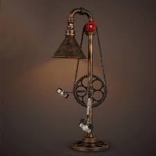 The perfect lamp to light up your office or living room, and to warmly greet your guests in the foyer. Bronze Finish Pulley Table Lamp In Cone Shade Industrial Retro Style Bicycle Design Single Light Desk Lamp Takeluckhome Com