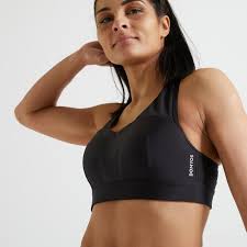 Like the nike style, it has medium support and a racerback, but this one also comes with removable pads.the. 500 Women S Fitness Cardio Training Sports Bra Black Decathlon