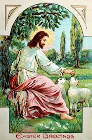 Jesus With Lambs A Vintage Easter Illustration And Postcard Easter Illustration Vintage Easter Vintage Christmas Images