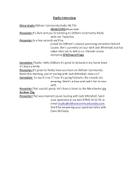 Radio Interview Script