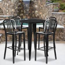 Garden table and chairs can be a source to create an oasis of comfort and style with outdoor dining furniture from ikea. Flash Furniture 30 Round Black Metal Indoor Outdoor Bar Table Set With 4 Vertical Slat Back Stools
