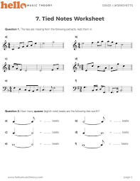 The second worksheet is writing notes using accidentals and key signatures. Grade 1 Music Theory Worksheets Hellomusictheory
