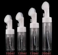 100ML 120ML 150ML 200ML Silicon Brush Mousse Foaming Pump Empty Packaging  PET Plastic White Facial Cleansing Foam Bottle