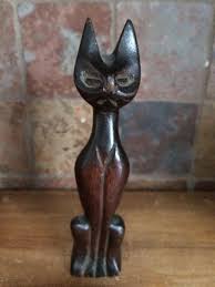 Pin By Ria On Cat Figurines Wooden Figurines Tribal Decor Wooden Cat