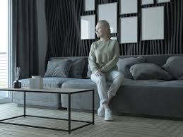 Light chiffon panels in a bright neutral do just the trick when hung from a decorative rod, especially when there are multiple windows that can be covered by a single track. Artstation Elegant Dark Living Room Michal Wilczynski