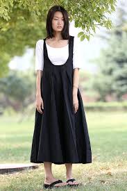 Black Pinafore Dress Linen Dress Loose Fitting Cool Long Etsy Black Pinafore Pinafore Dress Long Black Maxi