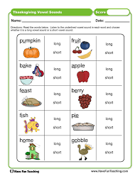 Firefly elt resources (cards, games, worksheets). Thanksgiving Vowel Sounds Worksheet Have Fun Teaching