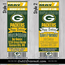 Green Bay Packers Nfl Football Ticket Style Invitation Green Bay Packers Birthday Green Bay Packers Baby Shower