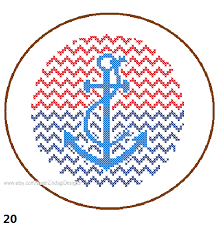Paste image address here (how to copy) generate ~ or ~ select an image. Instant Download Anchor Cross Stitch Pattern Chevron Background Red Blue Wall Art Nautical Cute Card Great Gift Zindagi Designs