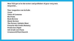 A note which has 2 counts. 6th Grade Magazine Think About Magazines You Read Or Have At Your House What Kinds Of Articles Are Found In A Magazine Brainstorm Some Ideas With Your Ppt Download