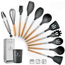 Shop for kitchen utensils set, stainless steel and silicone, 12 piece. 12 Pieces Cooking Tools Set Silicone Wood Handle Kitchen Cooking Utensils Set With Storage Box Turner Tongs Spatula Soup Spoon Cooking Tool Sets Aliexpress