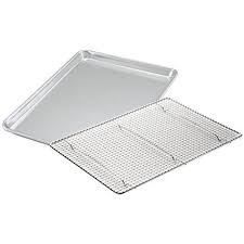 Premium Baking Pan With Cooling Rack Light Durable Nonstick Easy To Clean Aluminum With Stainless Steel Rack That S O Steel Racks Baking Pans Cooling Racks