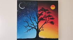 Day day and night paintings. Day And Night Scenery Acrylic Painting For Beginners Paint With Asif Youtube