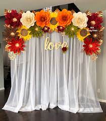 Falling In Love Paper Floral Backdrop Paper Floral Backdrop Fall Party Decorations Paper Flower Decor