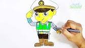 Jom download bermacam contoh gambar mewarna kartun robot yang. Cara Menggambar Dan Mewarnai Pak Polisi Youtube
