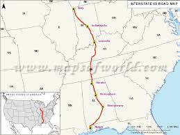 Eastern coast expressway, related objects. Us Interstate 65 I 65 Map Mobile Alabama To Gary Indiana